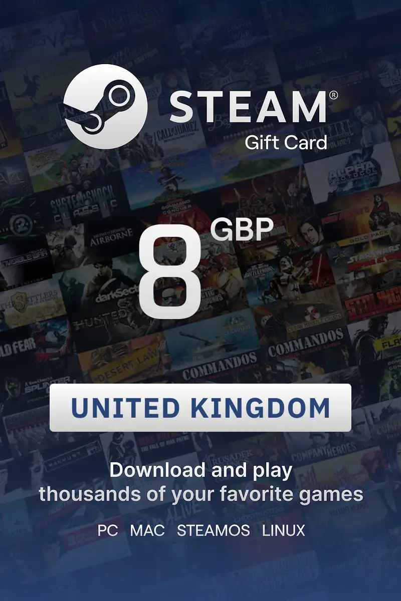 Steam Wallet 8 GBP Gift Card (United Kingdom) - Digital Key