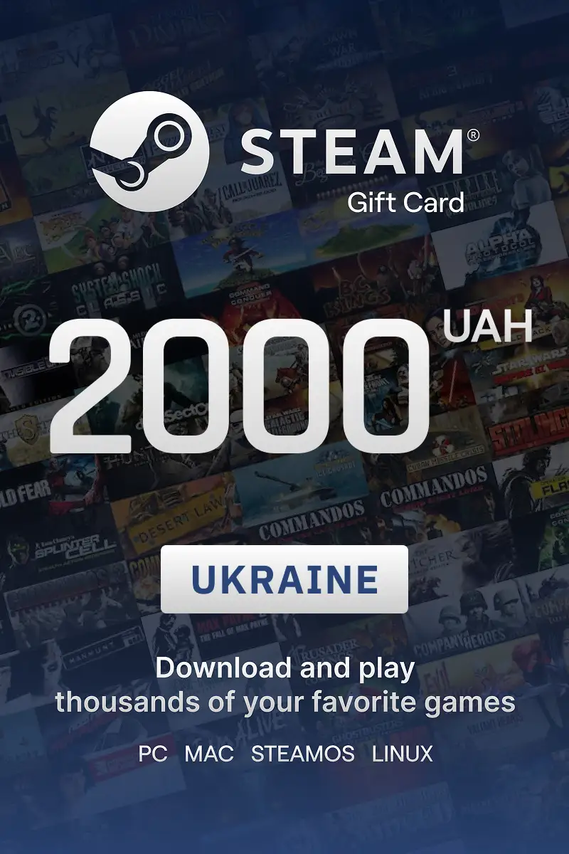 Steam Wallet 2000 UAH Gift Card (Ukraine) - Digital Key