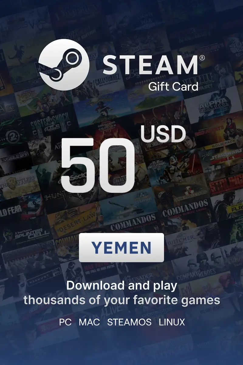 Steam Wallet 50 USD Gift Card (Yemen) - Digital Key afbeelding 1