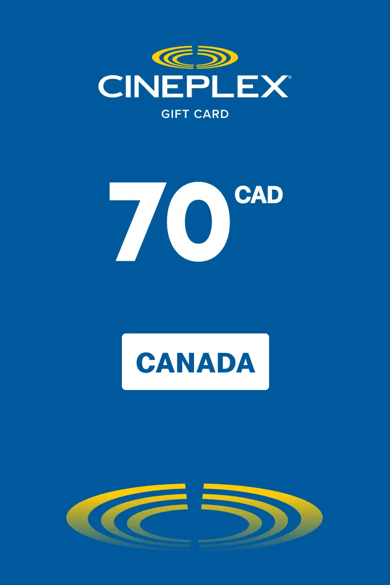 Cineplex 70 CAD Gift Card (Canada) - Digital Key