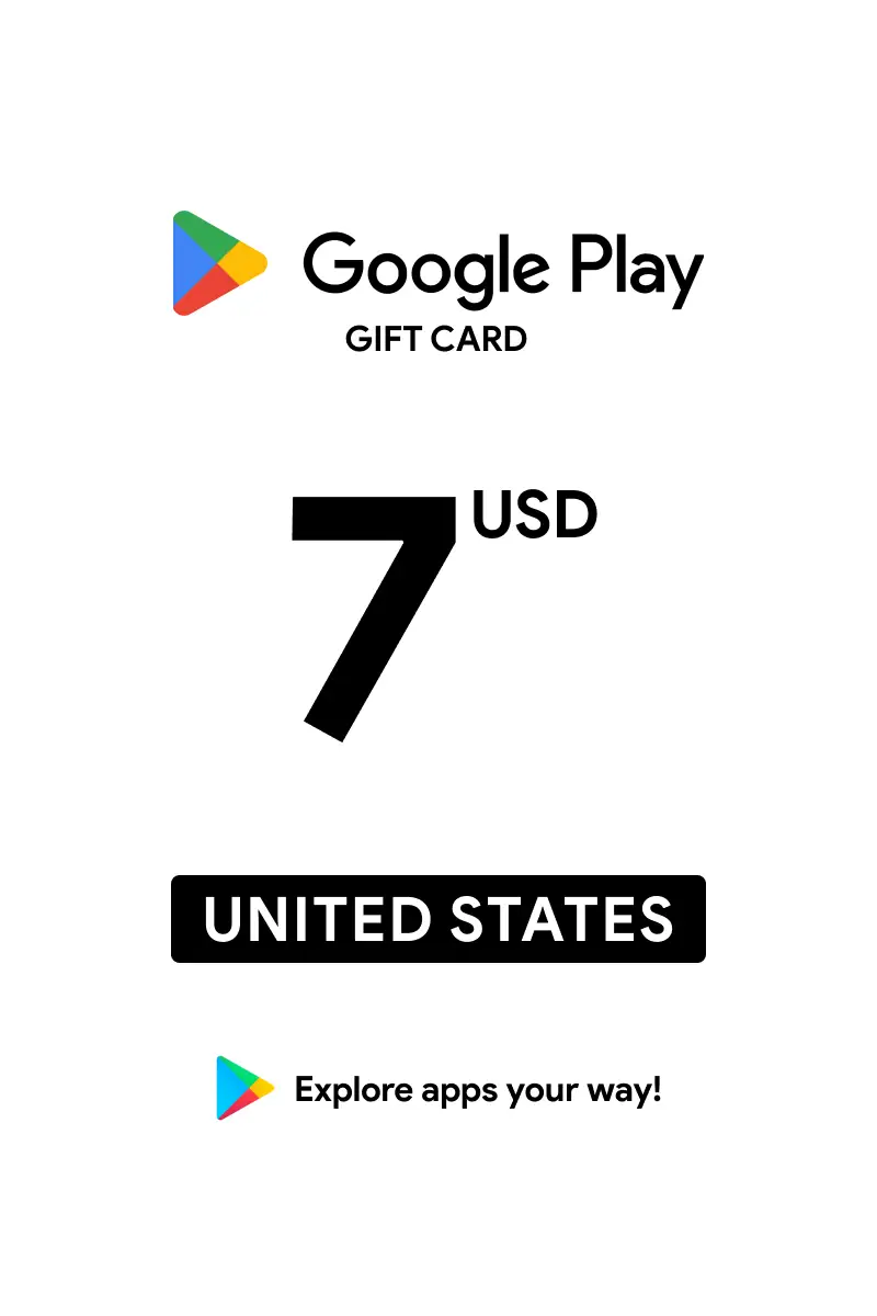 Google Play 7 USD Gift Card (United States) - Digital Key