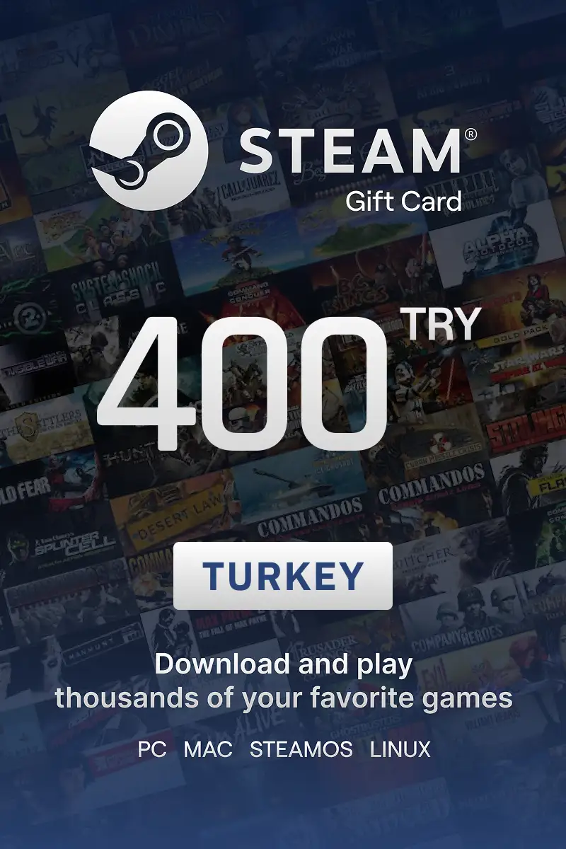 Steam Wallet 400 TRY Gift Card (Turkey) - Digital Key afbeelding 1