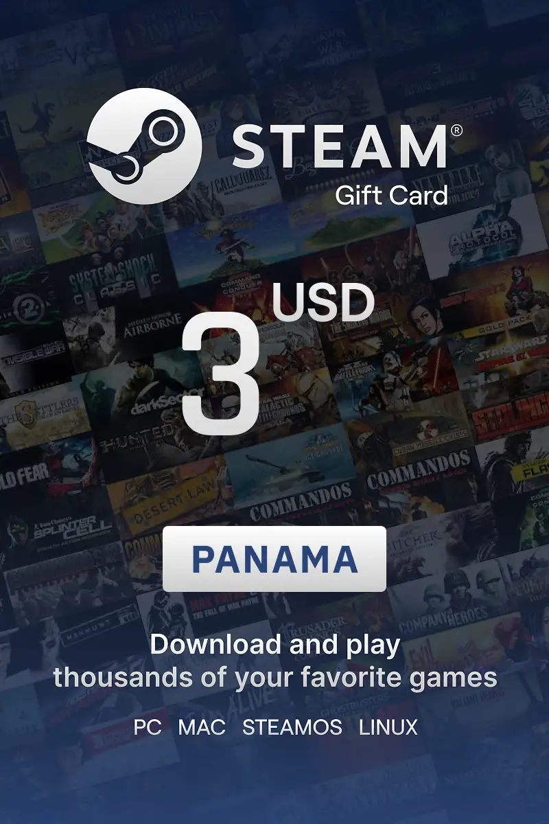 Steam Wallet 3 USD Gift Card (Panama) - Digital Key