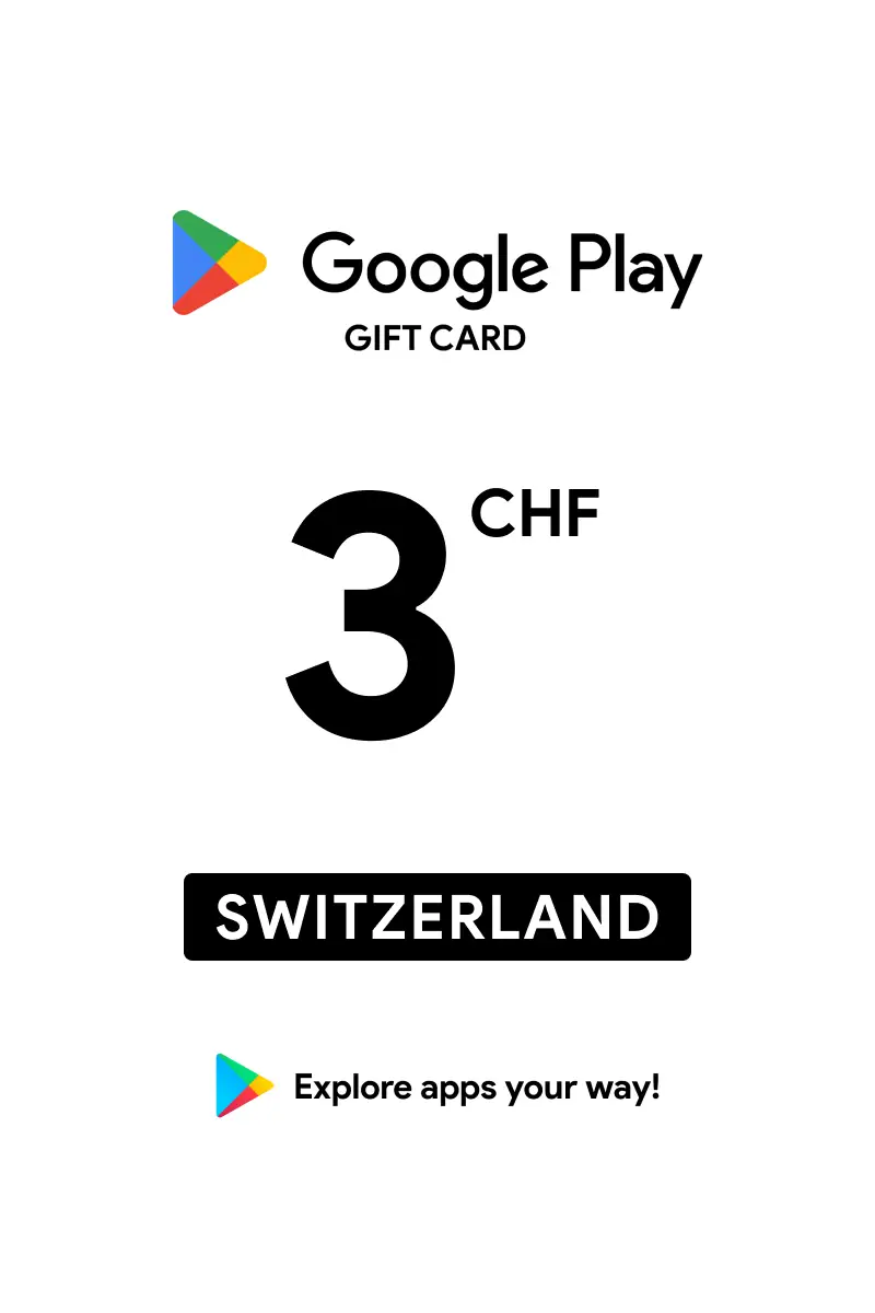 Google Play 3 CHF Gift Card (Switzerland) - Digital Key