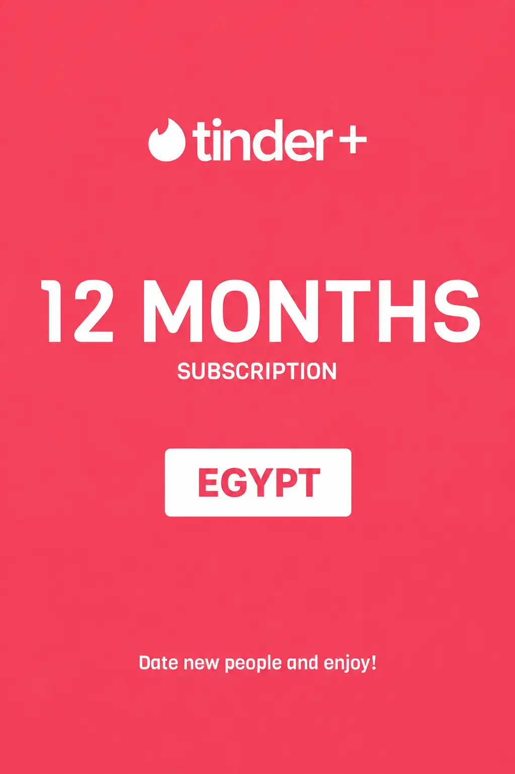 Tinder Plus - 12 Months Subscription (Egypt) - Digital Key