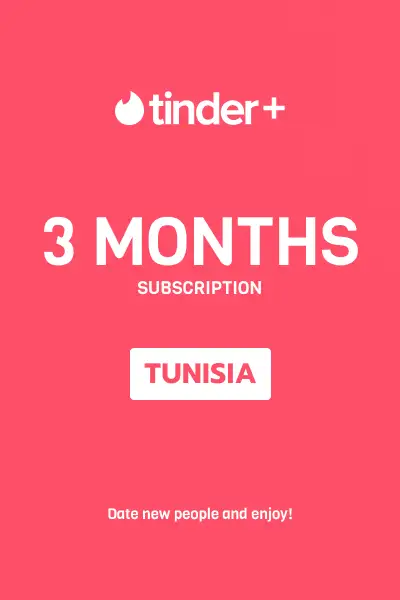 Tinder Plus - 3 Months Subscription (Tunisia) - Digital Key