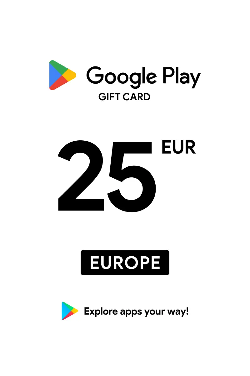 Google Play 25 EUR Gift Card (Europe) - Digital Key