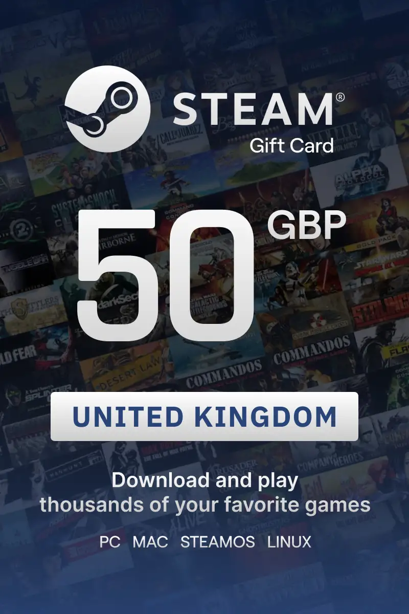 Steam Wallet 50 GBP Gift Card (United Kingdom) - Digital Key afbeelding 1
