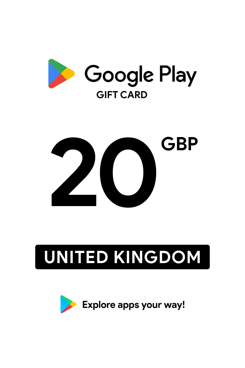 Google Play 20 GBP Gift Card (United Kingdom) - Digital Key