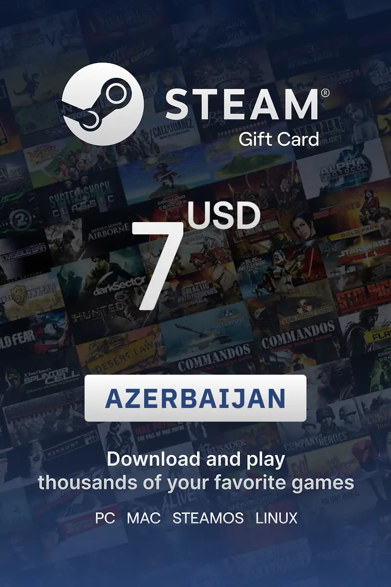 Steam Wallet 7 USD Gift Card (Azerbaijan) - Digital Key