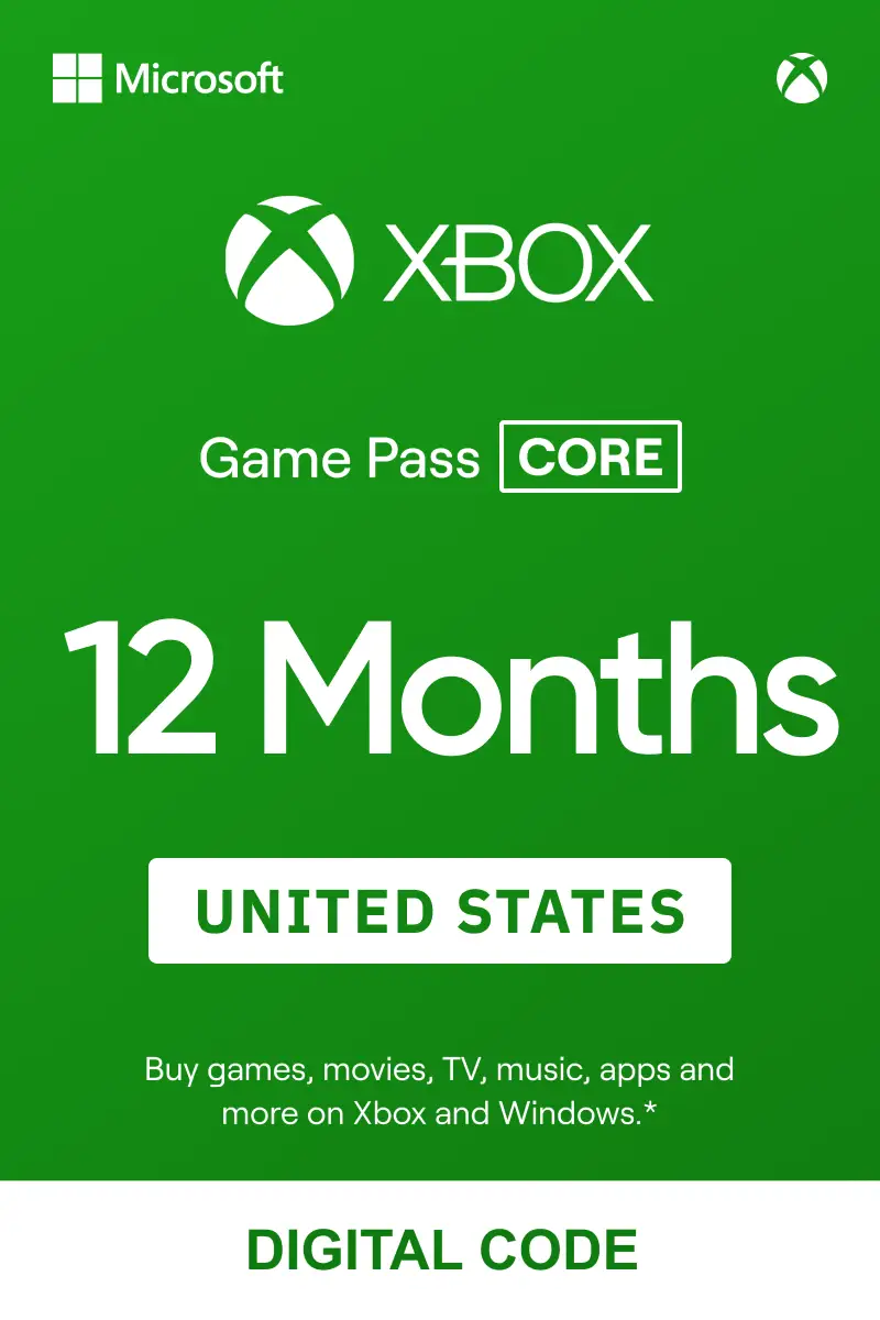 Buy Xbox Game Pass Core 12 Months Xbox Live Digital Code