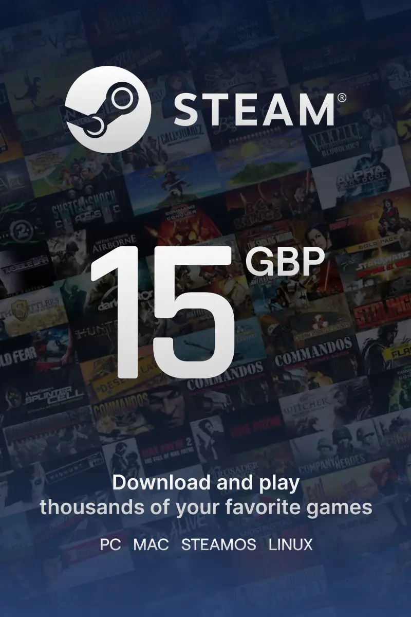 

Steam Wallet £15 GBP Gift Card (UK) - Digital Code