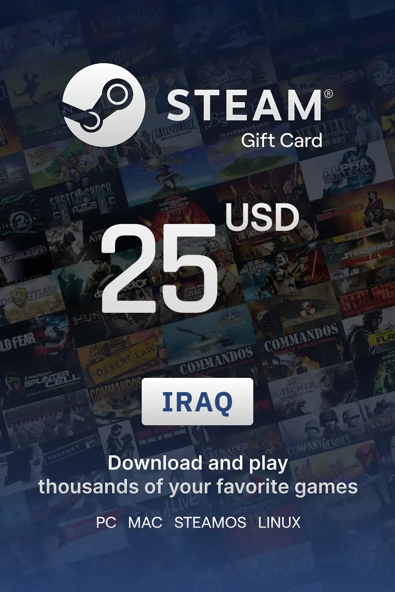 Steam Wallet 25 USD Gift card (Iraq) - Digital Key