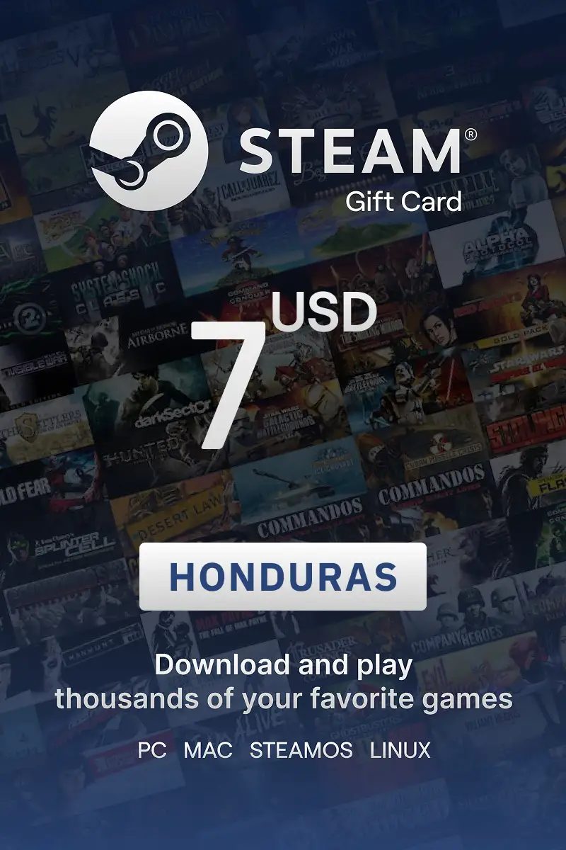 Steam Wallet 7 USD Gift Card (Honduras) - Digital Key