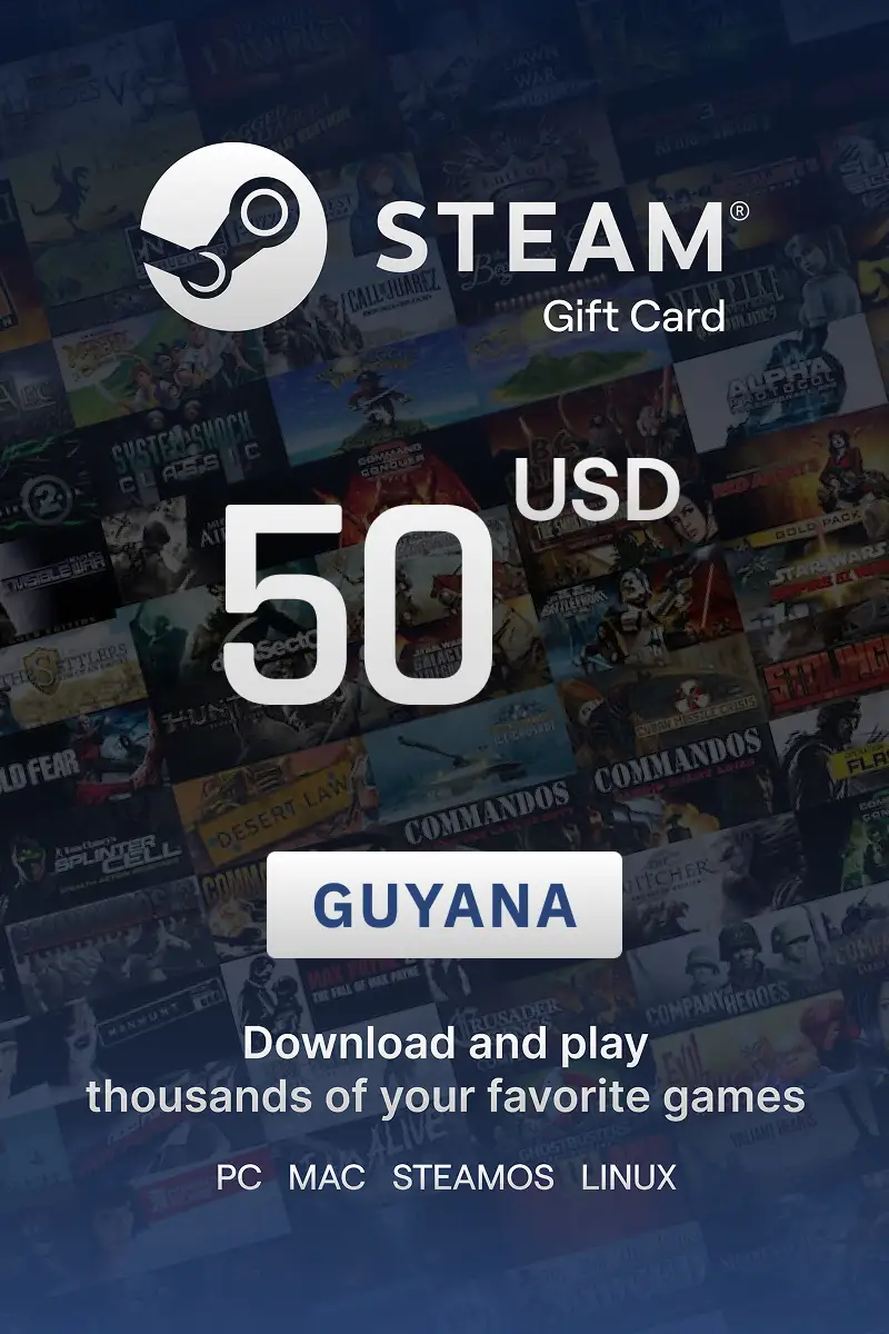 Steam Wallet 50 USD Gift Card (Guyana) - Digital Key