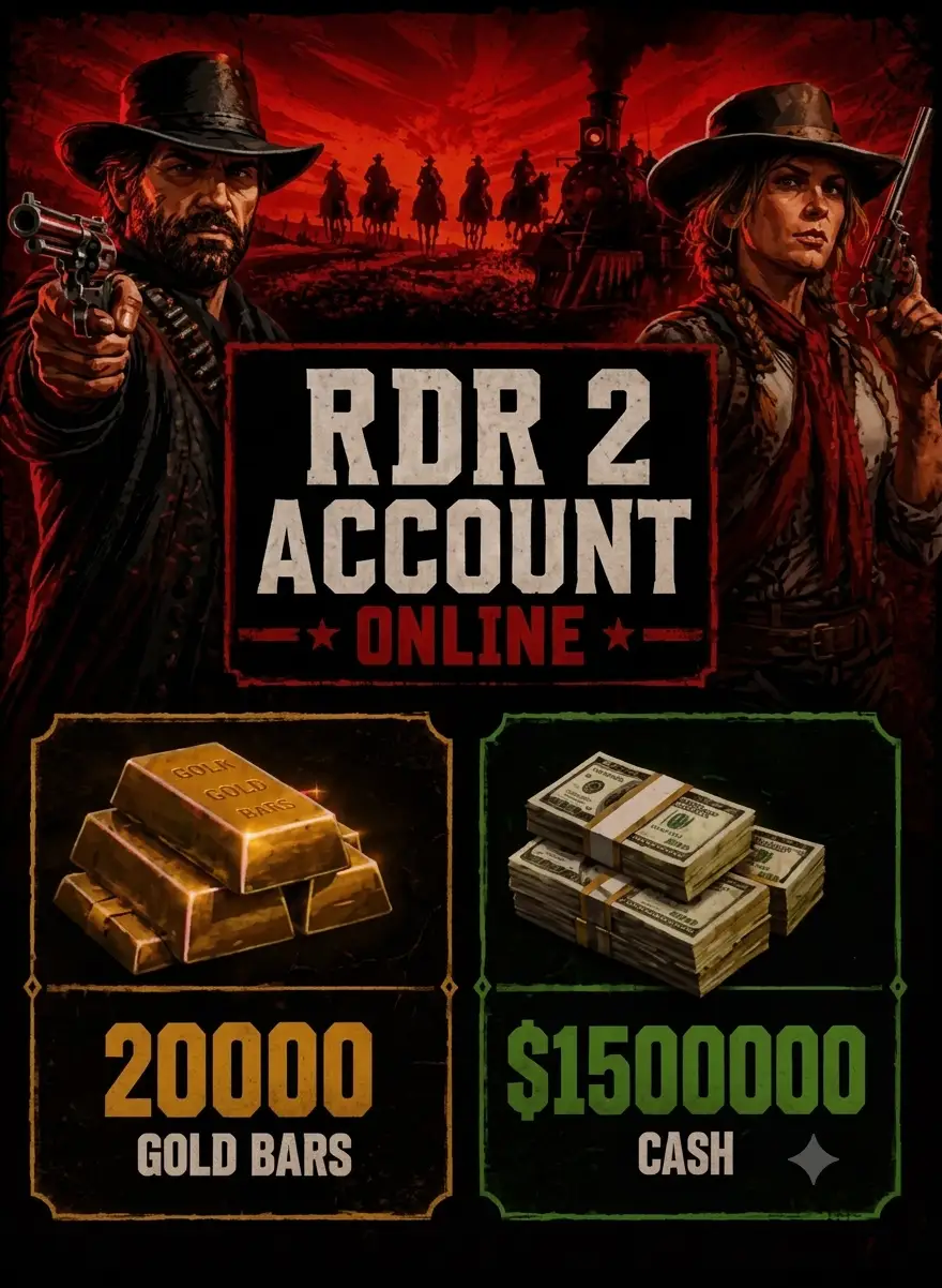 Red Dead Redemption 2 Online Account + 20000 Gold Bars + $1500000 Cash (Global) (PC) - Rockstar Account(Global) (PC) - Rockstar Account