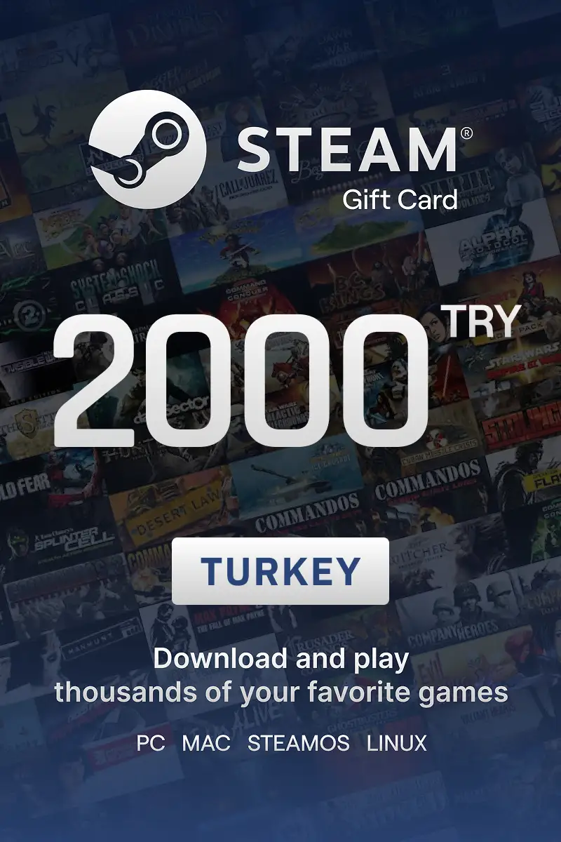 Steam Wallet 2000 TRY Gift Card (Turkey) - Digital key