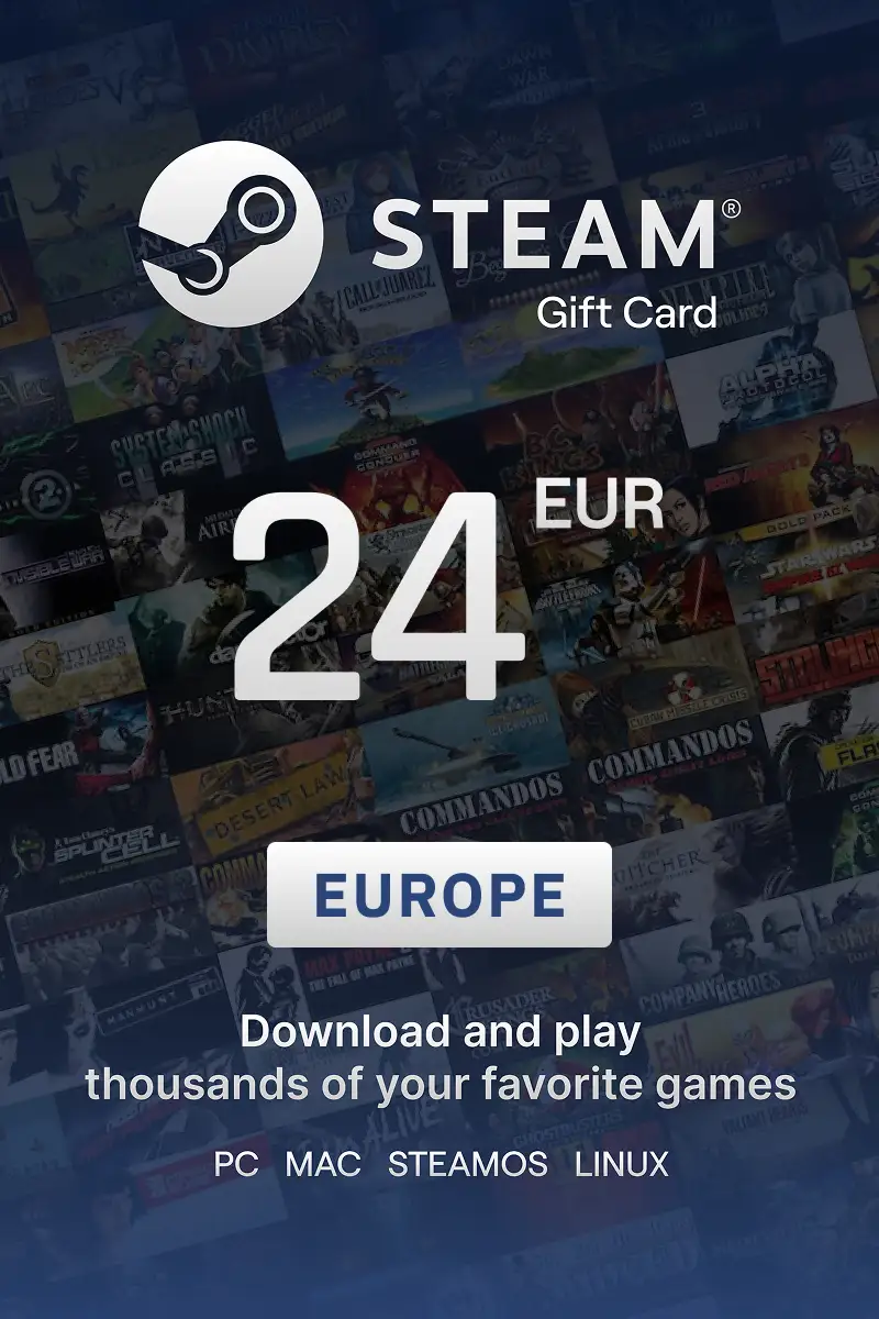Steam Wallet 24 EUR Gift Card (Europe) - Digital Key