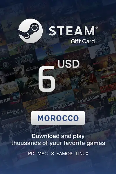 Steam Wallet 6 USD Gift card (Morocco) - Digital Key