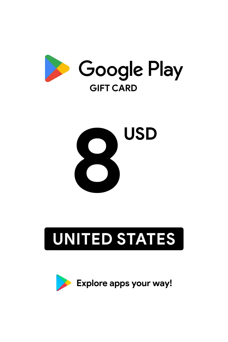 Google Play 8 USD Gift Card (United States) - Digital Key