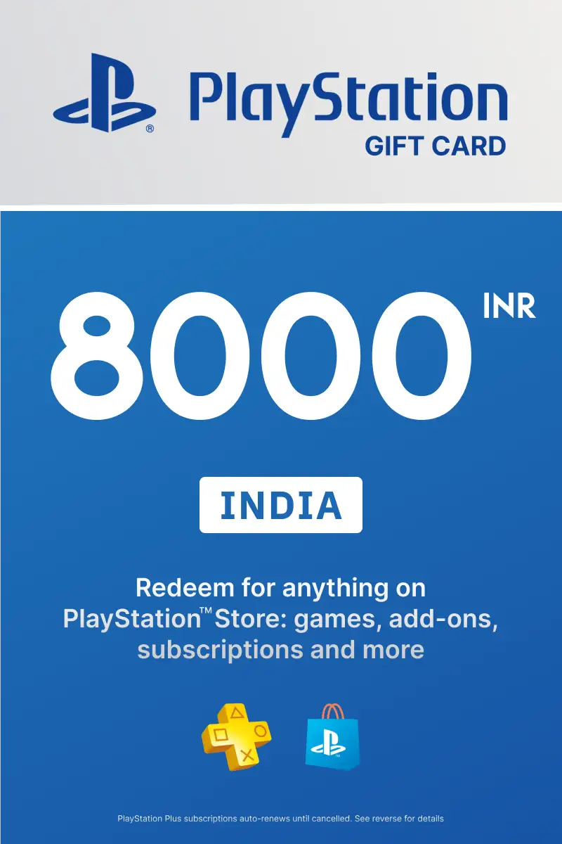 PlayStation Store 8000 INR Gift Card (India) - Digital Key
