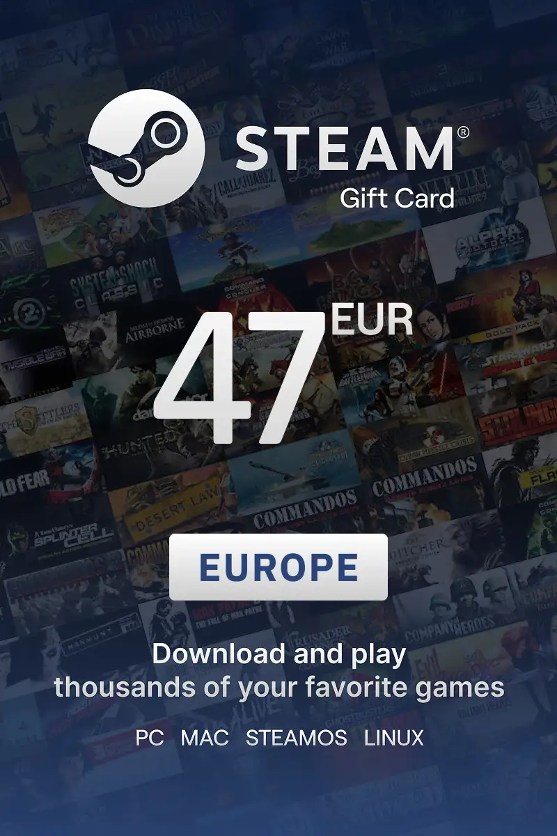 Steam Wallet 47 EUR Gift Card (Europe) - Digital Key