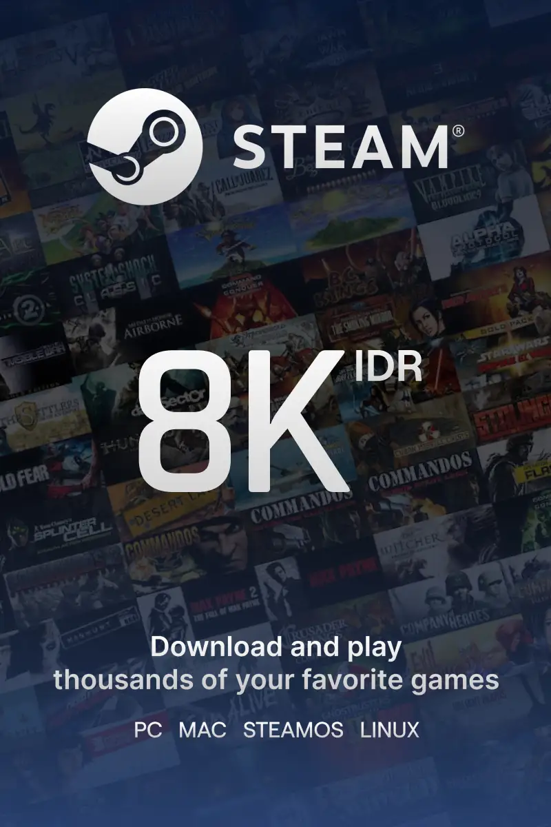 

Steam Wallet Rp8000 IDR Gift Card (ID) - Digital Code