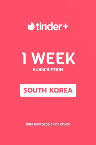 Tinder Plus - 1 Week Subscription (South Korea) - Digital Key