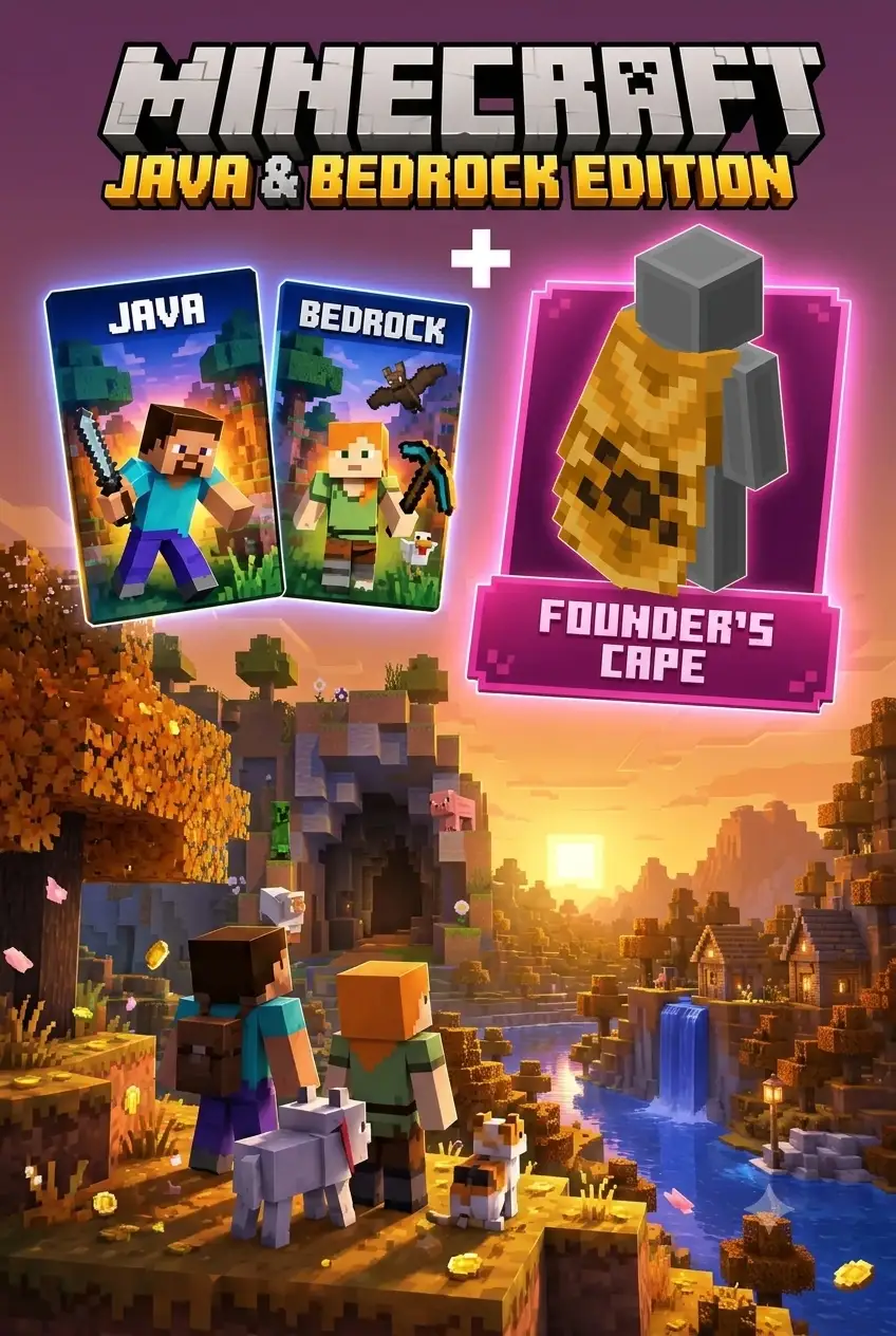 Minecraft: Java and Bedrock Edition + Founder's Cape DLC (Global) (PC) - Microsoft Store Account