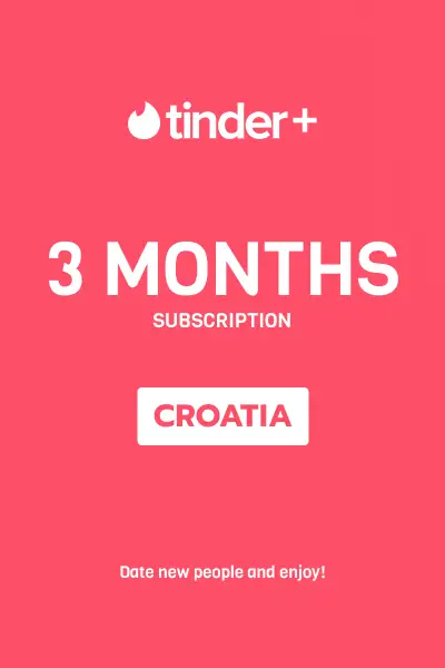 Tinder Plus - 3 Months Subscription (Croatia) - Digital Key