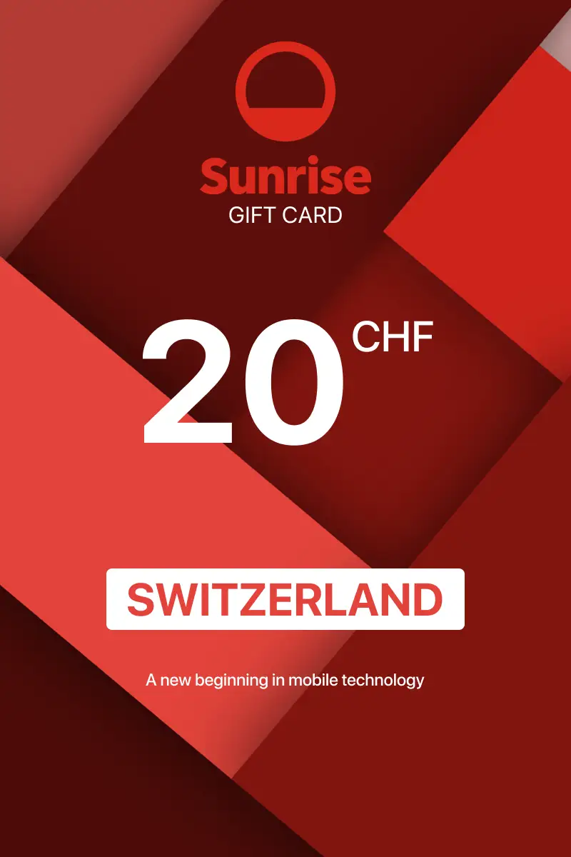 Sunrise Mobile 20 CHF Gift Card (Switzerland) - Digital Key