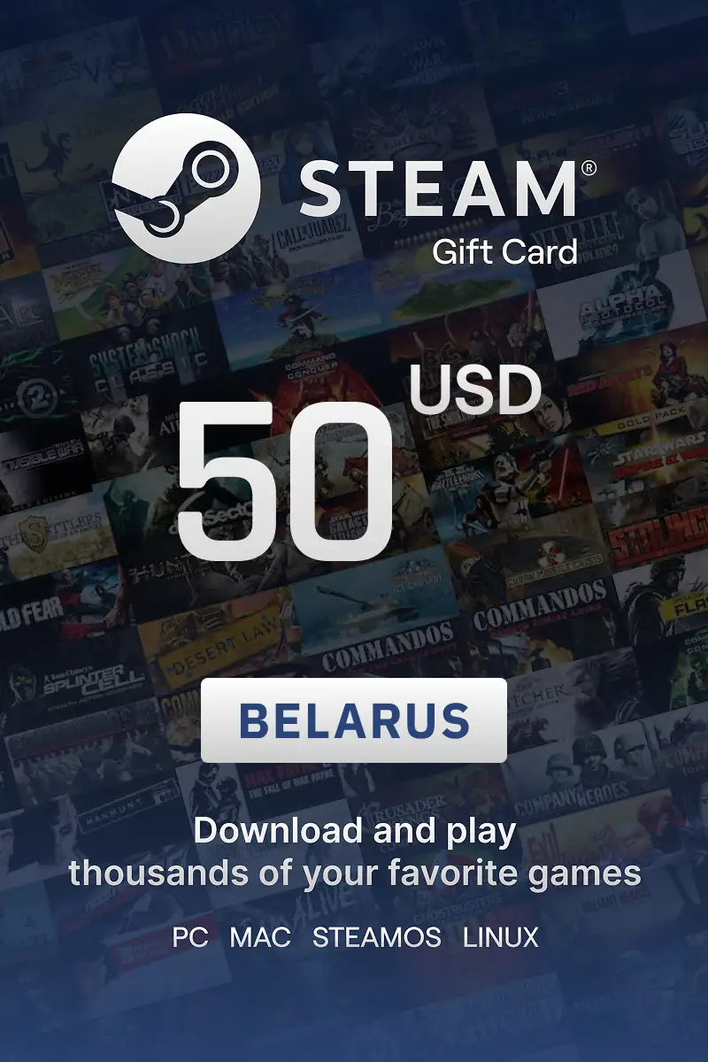 Steam Wallet 50 USD Gift Card (Belarus) - Digital Key