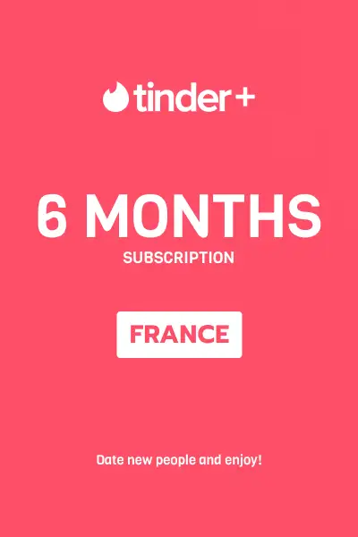 Tinder Plus - 6 Months Subscription (France) - Digital Key