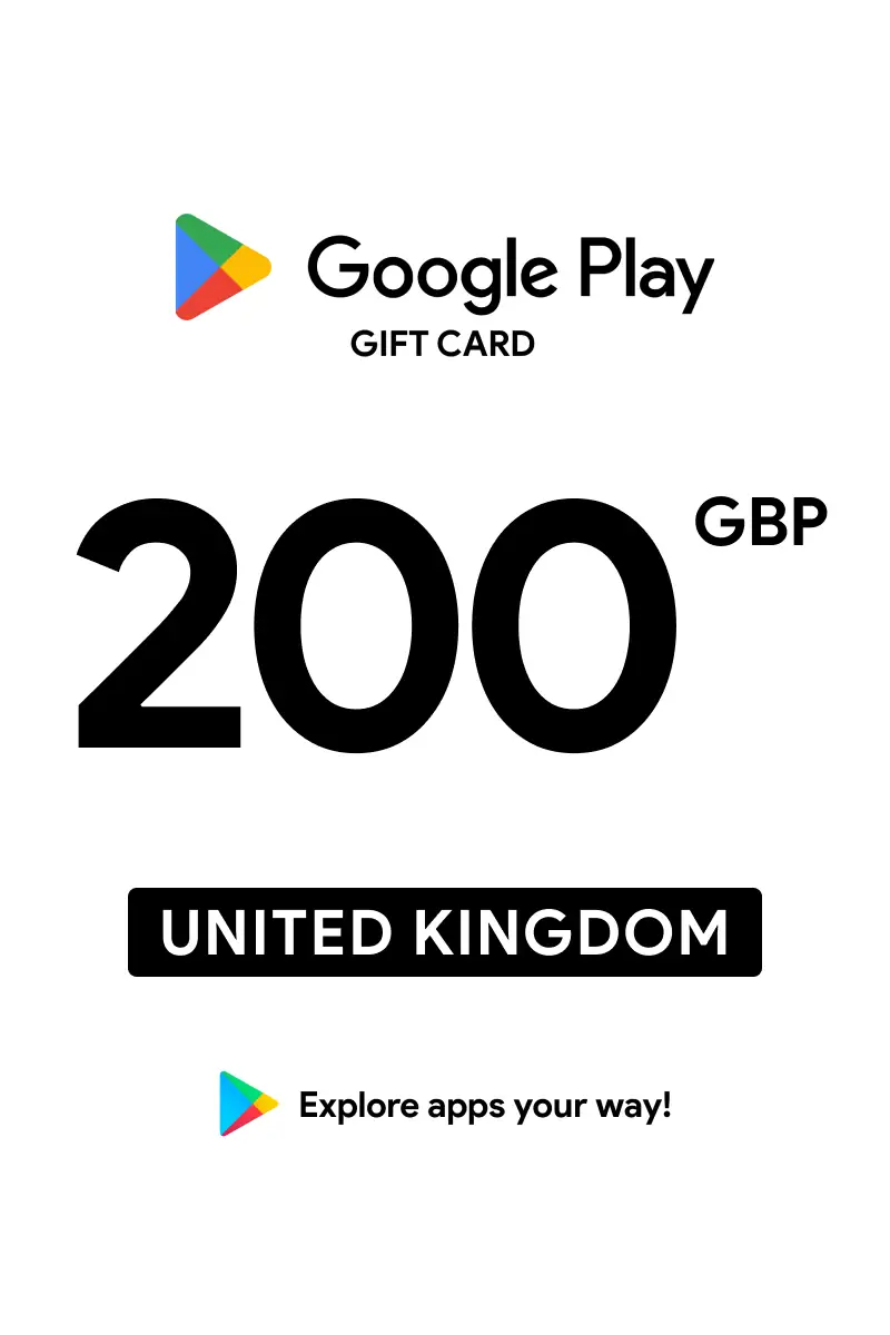 Google Play 200 GBP Gift Card (United Kingdom) - Digital Key