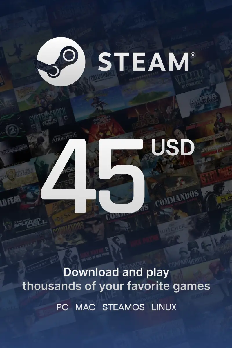 

Steam Wallet $45 USD Gift Card (US) - Digital Code