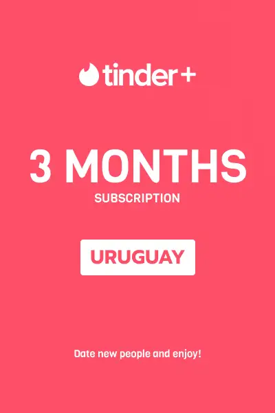 Tinder Plus - 3 Months Subscription (Uruguay) - Digital Key