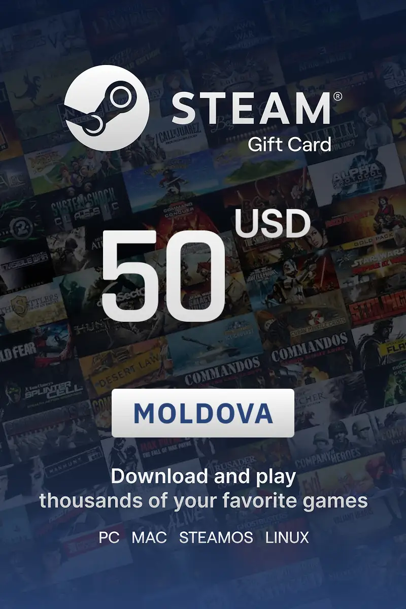 Steam Wallet 50 USD Gift Card (Moldova) - Digital Key