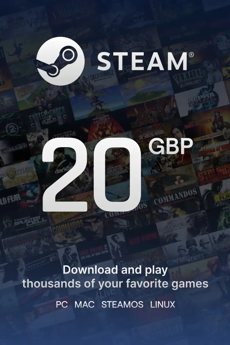 

Steam Wallet £20 GBP Gift Card (UK) - Digital Code