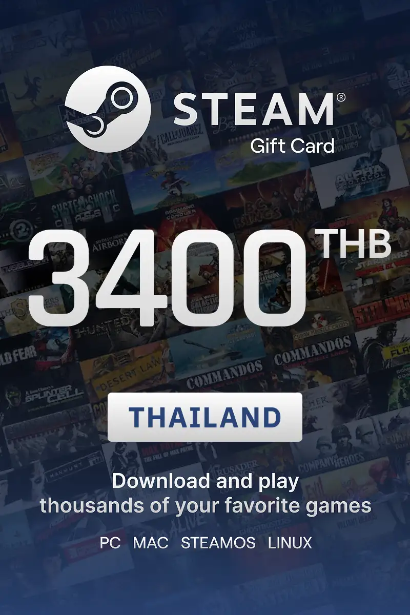 Steam Wallet 3400 THB Gift Card (Thailand) - Digital Key