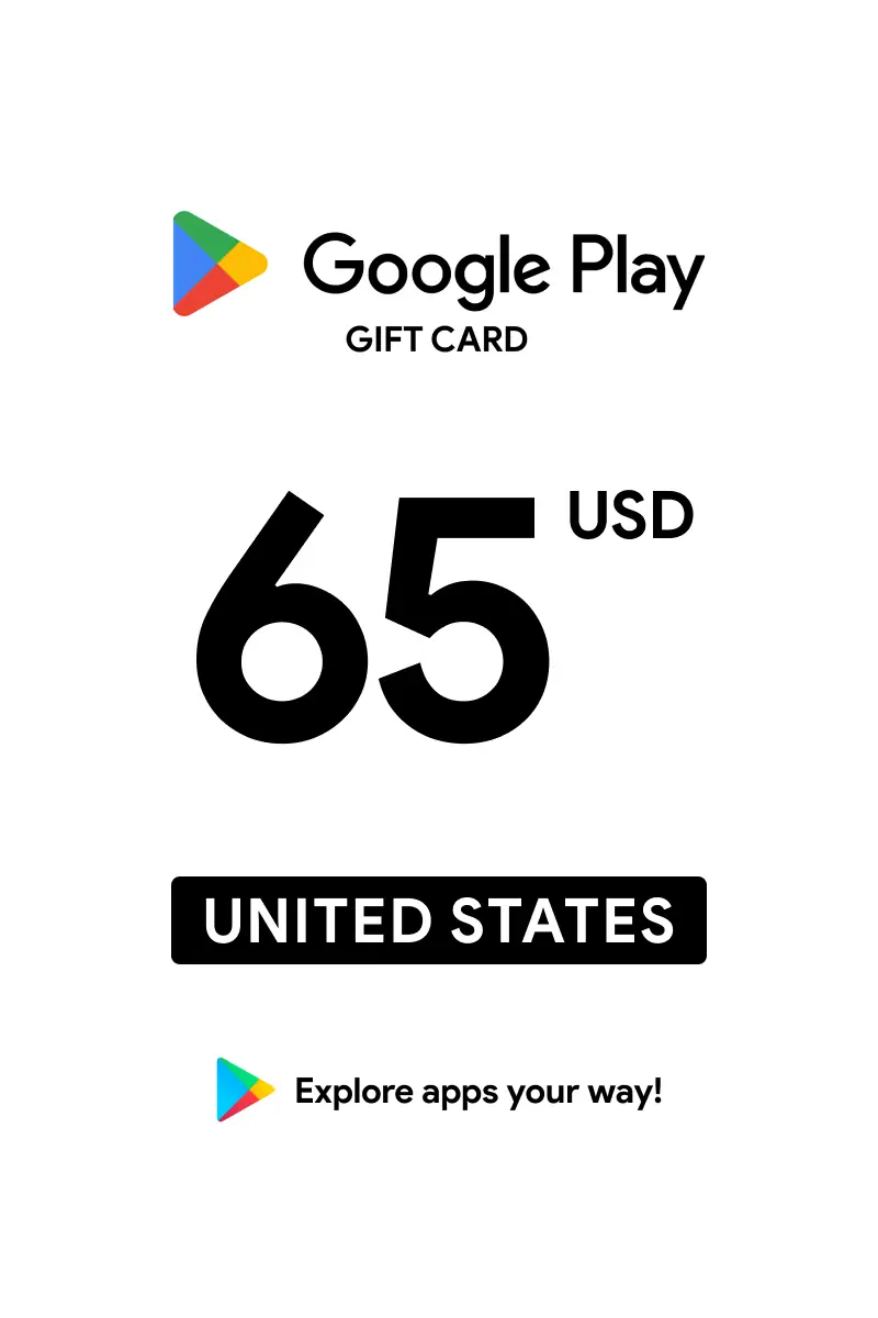 Google Play 65 USD Gift Card (United States) - Digital Key