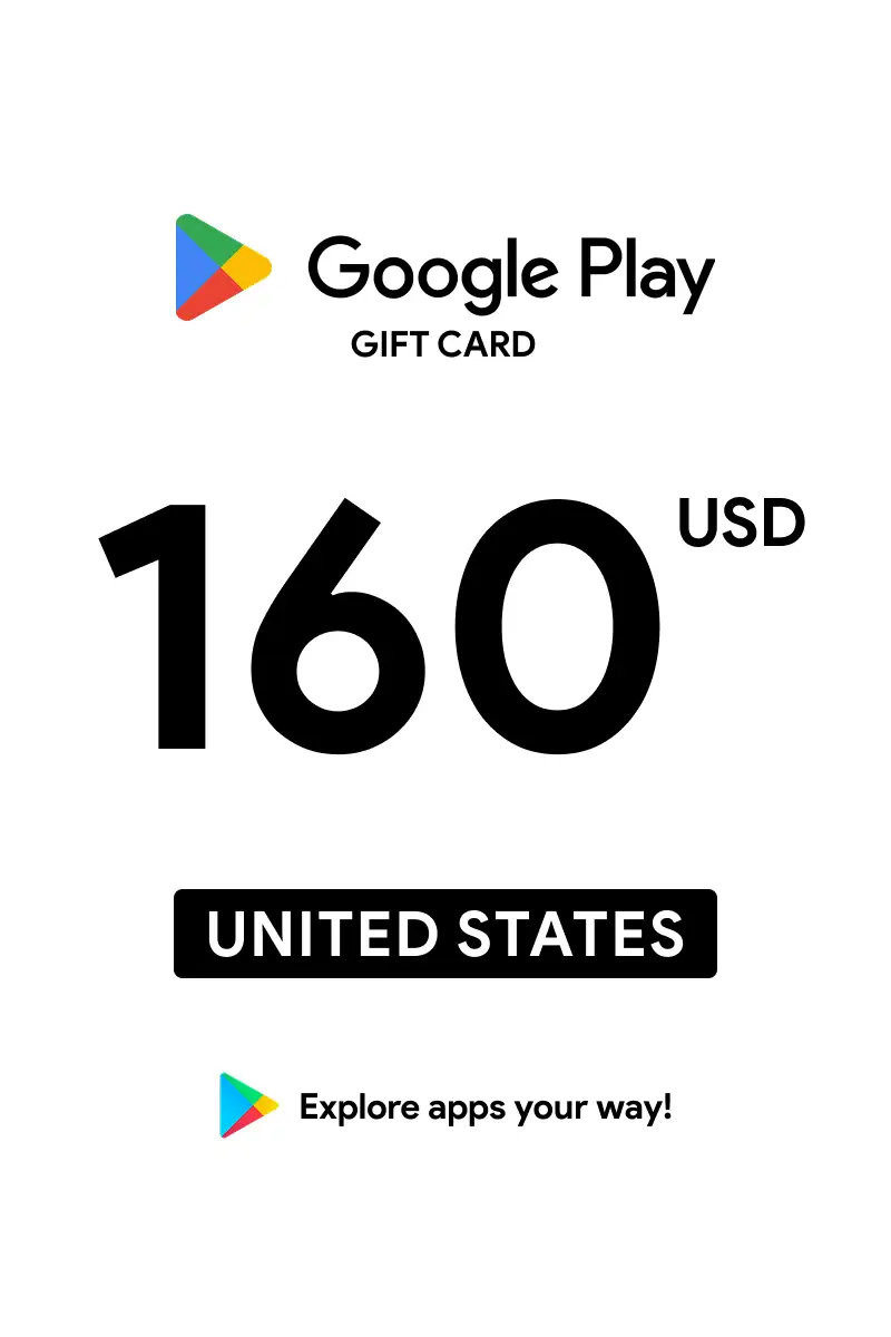 Google Play 160 USD Gift Card (United States) - Digital Key
