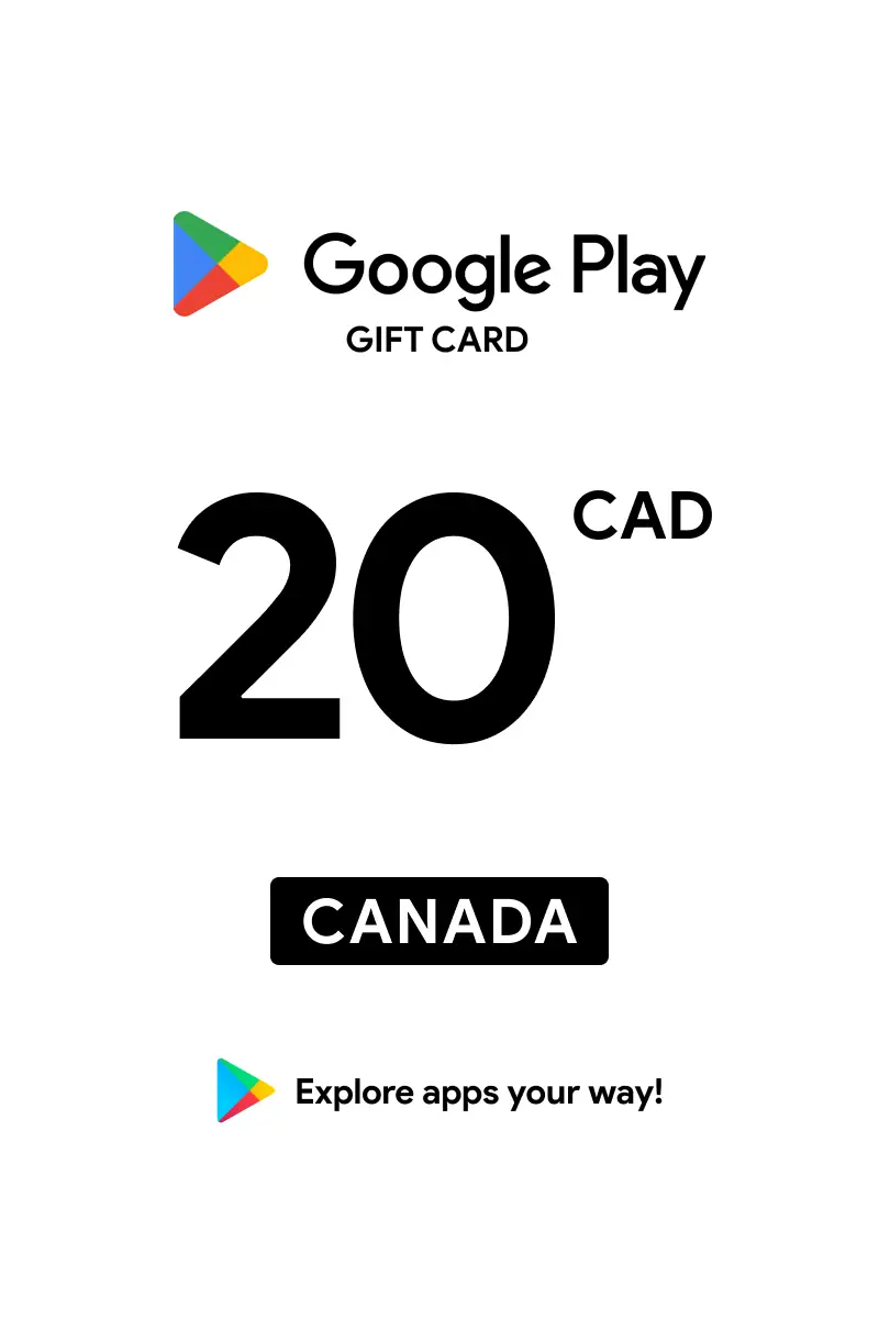 Google Play 20 CAD Gift Card (Canada) - Digital Key