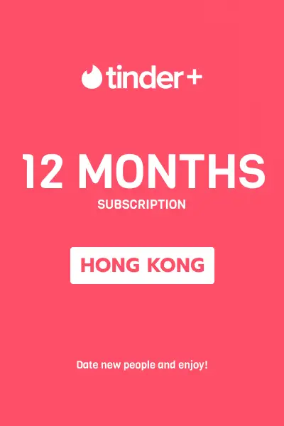 Tinder Plus - 12 Months Subscription (Hong Kong) - Digital Key