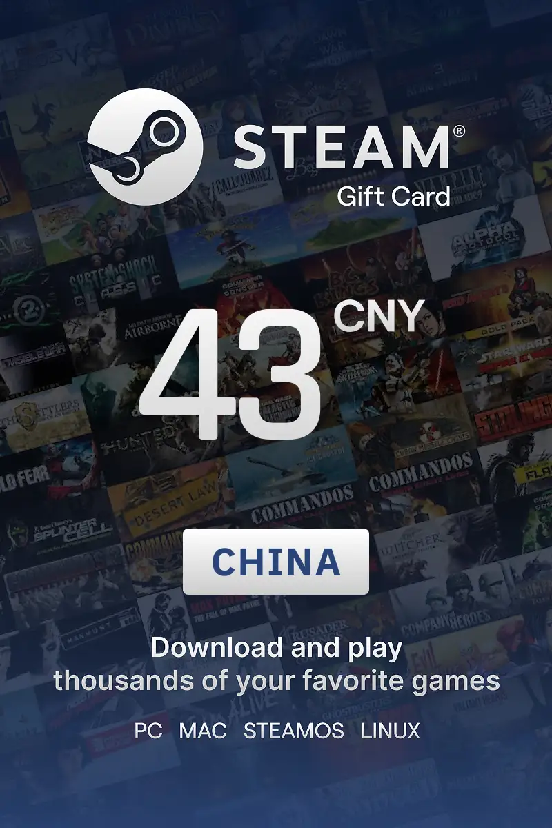 Steam Wallet 43 CNY Gift Card (China) - Digital Key