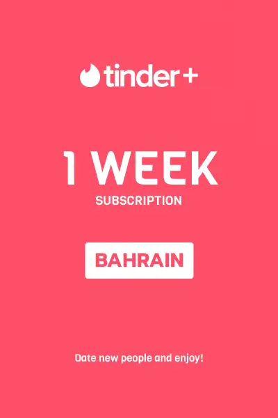 Tinder Plus - 1 Week Subscription (Bahrain) - Digital Key