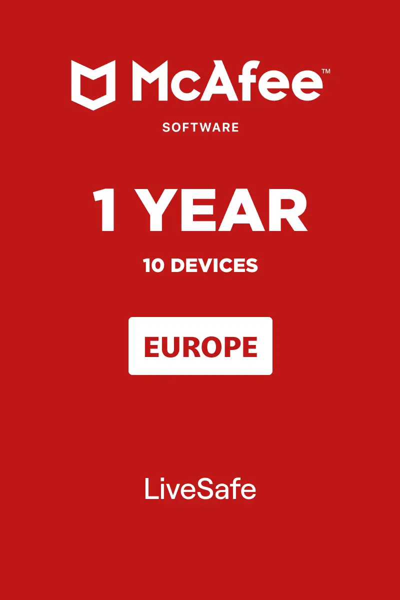 McAfee LiveSafe (Europe) (PC / Mac / Android / iOS) 10 Devices 1 Year - Digital Key