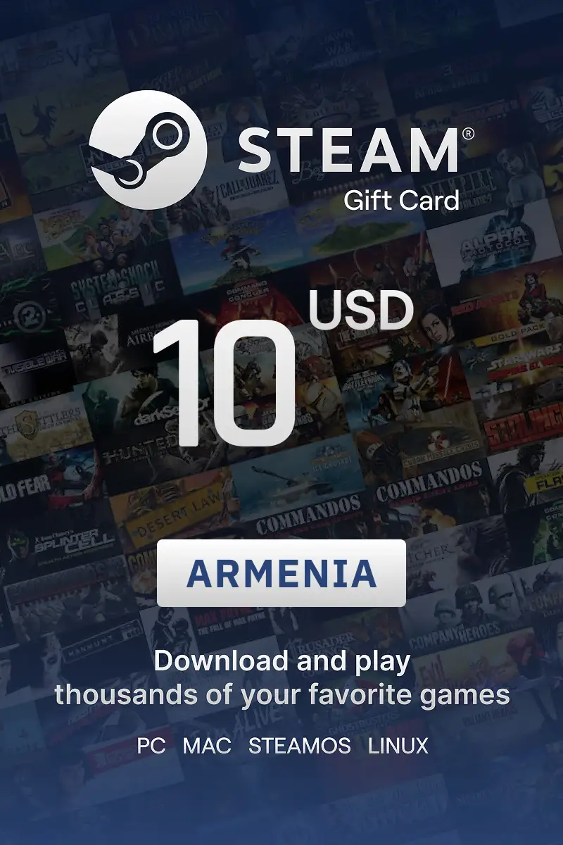Steam Wallet 10 USD Gift Card (Armenia) - Digital Key