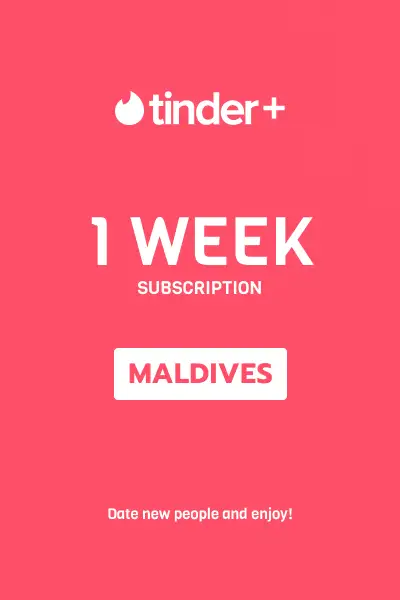 Tinder Plus - 1 Week Subscription (Maldives) - Digital Key