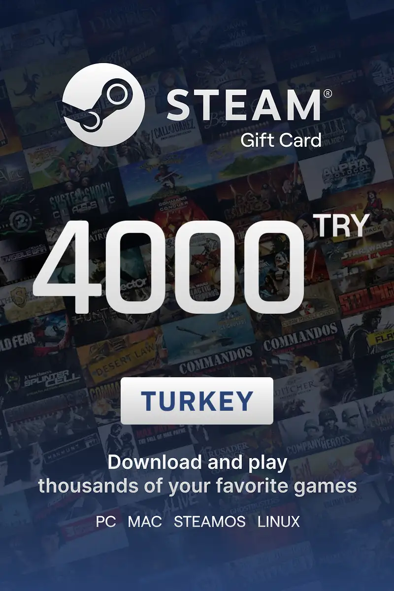 Steam Wallet 4000 TRY Gift Card (Turkey) - Digital key