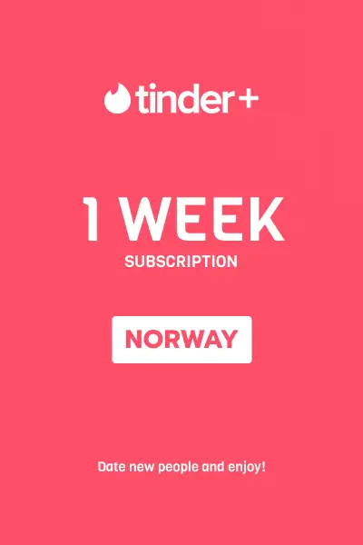 Tinder Plus - 1 Week Subscription (Norway) - Digital Key